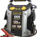 STANLEY J5C09 Portable Power Station Jump Starter 1000 Peak Amp Battery Booster, 120 PSI Air Compressor, USB Port, Battery Clamps (1,000 Peak Amps)