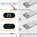 WILLED Motion Sensor Light Indoor, Battery Display, 60 LED Touch Light Bar, Under Cabinet Lights Rechargeable, Battery Operated Closet Light Wireless, Stick on Under Counter Lights for Kitchen(4 Pack)