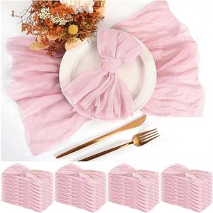 Teruntrue 30 Pack Light Pink Cheese Cloth Napkins Gauze Napkin Cloth Bulk Set of 30 Washable Boho Dinner Table Napkins for Wedding Party Baby Shower Birthday Party Decorations20 x 20 Inch