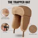 Winter Hat for Men Women Trapper Hat with Ear Flaps, Windproof Russian Trooper Hat for Cold Weather Hunting Skiing Khaki