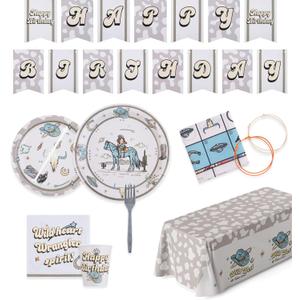 Western Party Decorations Set - Western Birthday Party Supplies Kit With Free Mini Party Game Addon, Includes Plates, Napkins, Cups, Tablecloth, Forks, Banner, For Cowboy Cowgirl Celebration