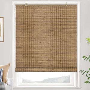 LazBlinds Cordless Bamboo Blinds, Bamboo Roll Up Shades for Windows, Privacy Hanging Window Blinds, Shades for Patio Indoor/Outdoor Porch, 29" W x 48" H, Highfield Teak