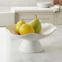 Ceramic Fruit Bowl, 10" Decorative Bowl, Key Bowl for Entryway Table, Purse Bowl, White Fruit Bowl for Kitchen Counter, Kitchen Island Decor, Centerpiece for Dining Table (White)