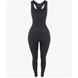 AUROLA Power Workout Jumpsuit for Women Yoga Gym Seamless One Piece Racerback Tummy Control Padded Bra Jumpsuit, M