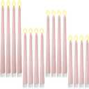 24 Pcs Flameless LED Taper Candles Battery Operated Candles 8.58'', 9.69'', 10.98'', 12.91'', 12.8'' Flameless Candlesticks Flickering for Halloween Christmas Church Wedding(Dusty Pink)