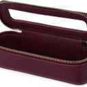 Makeup Brush Bag Slim Clear Makeup Bag Travel Cosmetic Case and Brush Holder Waterproof Toiletry Makeup Bag with Zipper Purse Organizer for Women (Burgundy, Slim)