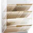 Chunful 5 Tier Mail Sorter Letter Wall Holder Clear Acrylic Wall Mounted Mail Organizer Hanging File Envelope Pocket Plastic Mount Document Holder for Home Office Entryway
