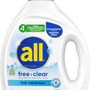 all free clear, Original, Liquid Laundry Detergent for Sensitive Skin, Unscented and Hypoallergenic, Concentrated, 82.5oz, 110 Loads