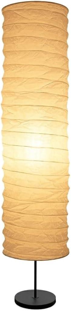 PATKAW 1 PCS Rice Paper Lamp Shade, Japanese Floor Lamp Cover Replacement, 37.3 Inch Tall Standing Lantern Light Shades, Foldable Cylinder Fixture for Living Room Bedroom Study Decoration