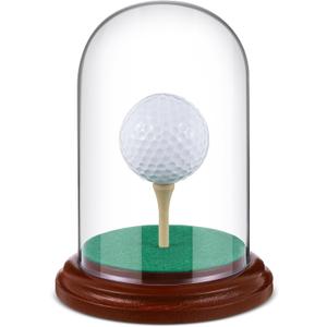 Golf Ball Display Case Hole in One Acrylic Golfball Memorabilia Display Holder with Wood Base Clear Dust Protection Transparent Storage Box for Single Golfball Baseball Case(Mahogany)