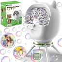 Zerhunt Bubble Machine Automatic for Parties: Rechargeable Bubble Maker with 500ML Large Capacity for Outdoor Weddings, Birthdays, and Family Gatherings - Portable Bubble Toys for Kids & Toddlers (White)