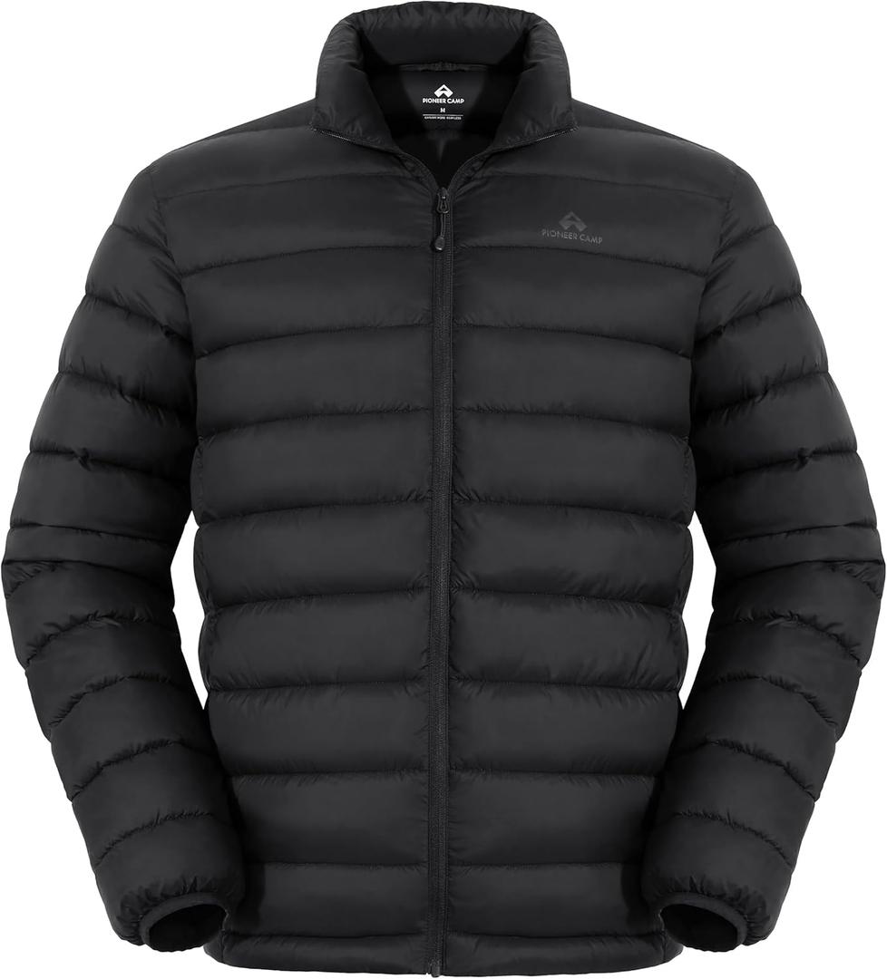 Pioneer Camp Mens Lightweight Packable Puffer Jacket Winter Insulated Puffy Coat Water Repellent Warm Quilted Jackets Travel (XX-Large, Black)