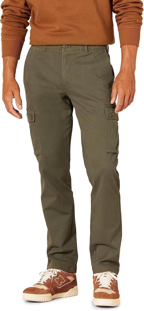 Amazon Essentials Mens Slim-Fit Stretch Cargo Pant (33W x 32L, Olive)