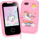 Kids Phone for Girls Toys, Gifts for 3 4 5 6 7 8 9 Year Old Girls Boys Christmas Birthday Kids Toys, Touchscreen Toddler Learning Cell Toy Phone with Dual Camera, Game, Music Player, 8GB Card Pink