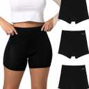 INNERSY Women's High Waisted Period Underwear Boy Shorts Panties for Postpartum Menstrual 3-Pack (Medium, Black)