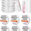 JUPEAN 6 Sizes Stretchy Bracelet String Elastic String for Bracelet Making Jewelry Making Supplies Easy to Knot with Jewelry Making Supplies Beading Needles and Container for Storage