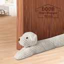 SWISSELITE 36 Inch Under Door Stopper, Decorative Door Noise Blocker, Weighted 3.2 Pounds Animal Air Draft Stopper Soundproof Energy Saver for Door & Window (Dog Stripe White)