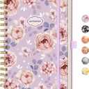 AHGXG Spiral Journal Notebook, 160 Lined Pages, A5 Medium Size (5.7'' x 8.3''), for Women, Journaling, Writing, Work & Office, Hardcover, 100 GSM Thick Paper (Lavender Pink Peony)