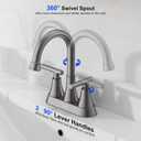 Bathroom Faucet, Hurran 4 inch Centerset 2-Handle Lead-Free, Brushed Grey