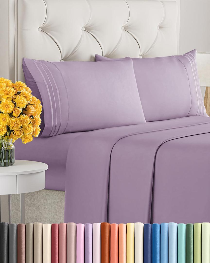 Queen Size 4 Piece Sheet Set - Ultra Soft & Cooling Bed Sheets - Fits 8 Inch to 16 inch Mattress - Wrinkle & Fade Free with Deep Pockets - Easy-Fit, Breathable & Comfy - Hotel Luxury Bedding - Lilac