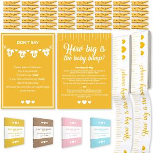 Party Hearty Funny Baby Shower Games for Girl or Boy, Set of 2: How Big is The Bump & Don't Say Baby, Gold