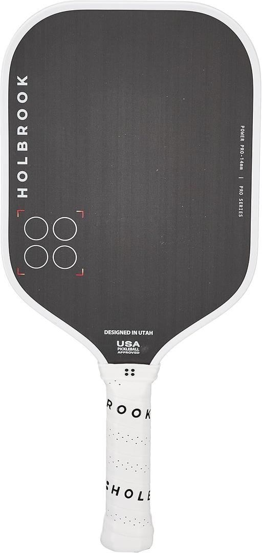 Holbrook Power Pro E Elongated Pickleball Paddle: USAPA Approved, Carbon Fiber Surface, Power, Control, Spin, Edgecraft Foam Polypropylene Honeycomb Core (14mm)