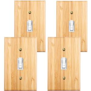 4PC Solid Wood Light Switch Plate Quality Wood Raw Switch Plate Decorative Wall Plate Light Switch Cover Bamboo Single Toggle Wooden
