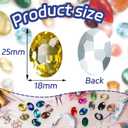 Gold Yellow Glass Rhinestones, 50Pcs Flat Back Rhinestones Bulk, 18x25mm Large Glass Crystal Oval Rhinestone Gems for Crafts, Jewelry Making, Clothing, Shoes