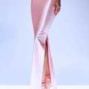 Molisry Women's Satin Silk Skirt Dressy High Waisted Side Slit Elegant A-Line Long Maxi Pencil Skirt Wedding (Pink, S)