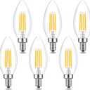 E14 LED Bulb Dimmable,110V 400LM 40W Equivalent Neutral White 4000K,E14 European Base Candelabra Bulbs,C35 Clear Vintage Torpedo Shape Bulb for Chandeliers,Pendant,Ceiling Fan(6-Pack)