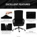 Water Resistant Stretch Computer Office Chair Cover with Durable Zipper Universal Washable Removable Spandex Rotating Boss Chair Slipcovers Anti-dust Soft Desk Chair Seat Protector for Dogs Cats Pets