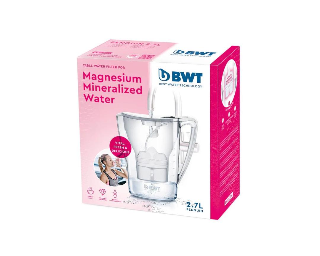 BWT Penguin 2.7L MG2+ Longlife Water Filter Pitcher Jug, Pretty Pink - Technology bringing the 2.7L Tea & Coffee Water Pitcher Jug & Filter, prevents limescale, removes lead & chlorine, adds Magnesium
