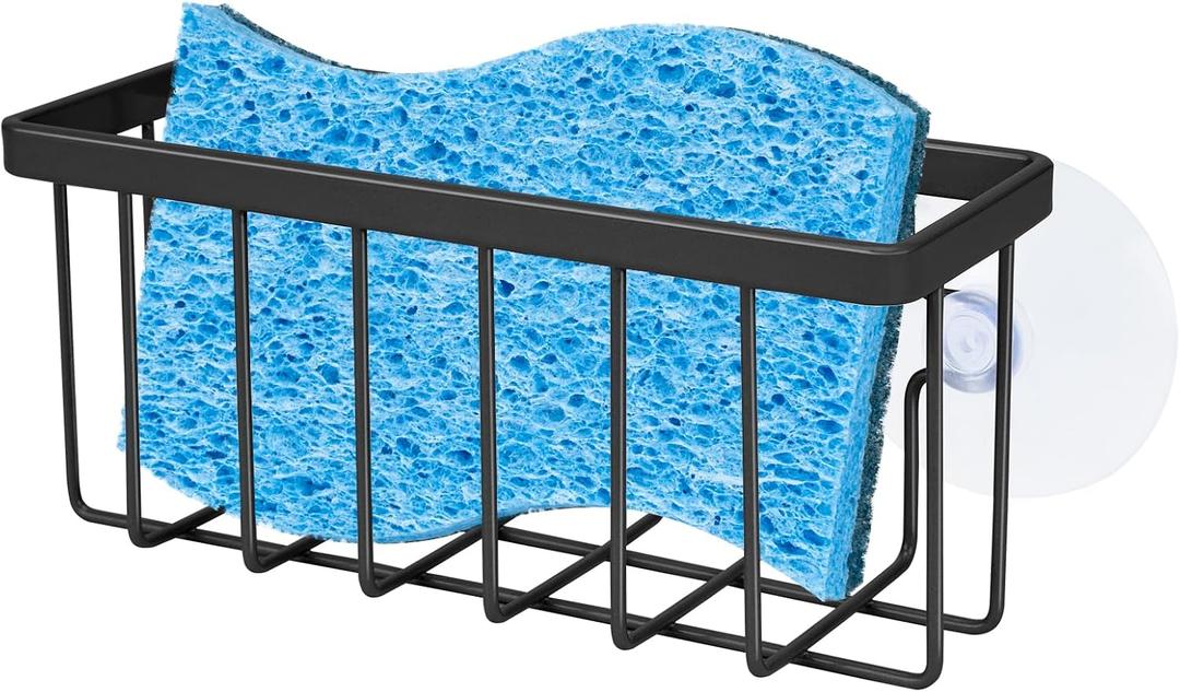 Sponge Holder for Kitchen Sink Suction,Kitchen Sink Sponge Holder,Sink Caddy, Soap Holder,Bathroom,Scrubbers (Black)