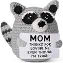 Emotional Support  Mini Crochet Raccoon Plush with Story Sign, Handmade 4-inch, Cozy Desk Decor, Gentle Encouragement, Woodland Companion, Year-Round Comfort