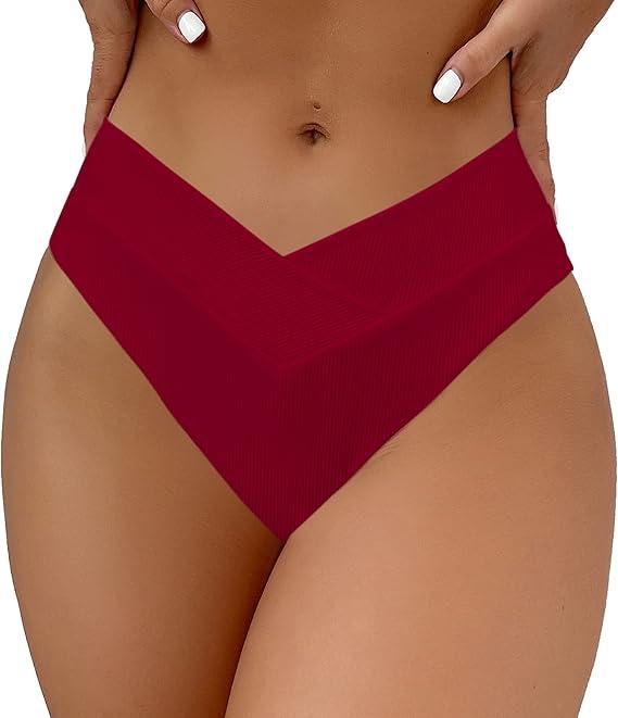 Leoparts Women's V Cut High Waisted Bikini Bottom Ribbed High Cut Cheeky Swimsuit Bathing Suit Bottoms, S