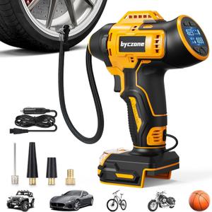 Tire Inflator Compatible with Dewalt 20V Max Battery, 160 PSI Cordless Air Compressor With 12V DC Car Adapter,LCD Digital Pressure Gauge for Car, Bike, Sport Ball (No Battery)