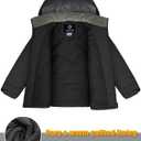 GEMYSE Kids Winter Jacket Waterproof Boys Girls Ski Jacket with Hood Windproof Warm Fall and Winter Outerwear (Black, M)