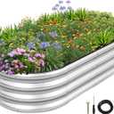 1MORE Galvanized Raised Garden Bed- Planter Garden Boxes Outdoor, Raised Beds for Gardening, 4x2x1ft Metal Garden Bed Kit for Vegetables Flower, Planter Raised Bed with Protective Tape & Tools.Silver (421ft1pcs)
