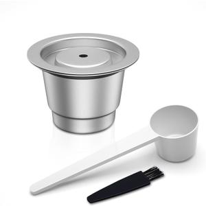 LIHONG Stainless Steel Reusable Coffee Pods, Reusable Coffee Capsules, Reusable Espresso Pods Compatible with Original Line (1 Pod + Spoon)