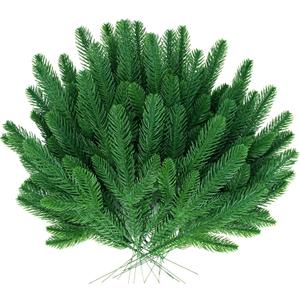 50 Pcs Christmas Greenery Stems Evergreen Branches Greenery Pine Branches for Decorationg Realistic Pine Needles Picks Christmas Tree Filler Branches