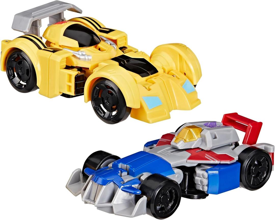 Transformers Bumblebee and Starscream Bot Racers, Easy to Change from Robot Toys to Car Toys, Action Figures for Boys and Girls 3+