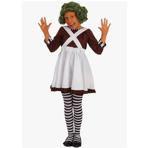 fun shack Girls Chocolate Factory Worker Halloween Costume, Kids Candy Movie Character Outfit for Trick-or-treating, Size Large
