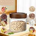 17 Fl oz/500 ml Glass Food Storage Jar, Premium Clear Glass Container Jar with Airtight Screw-on Wooden Lid, Kitchen Canisters for Coffee,Tea,Pasta,Cookies, Nuts,Spice,Candy,Overnight OatmealSmall)