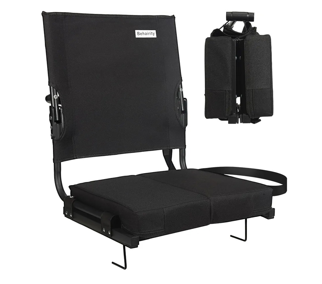 Stadium Seats for Bleachers with Back Support Wide, Portable Bleacher Chairs with Highest Back and Thick Cushion, Folding Padded Stadium Chair for Adults at Sports Events and Concerts (Black)