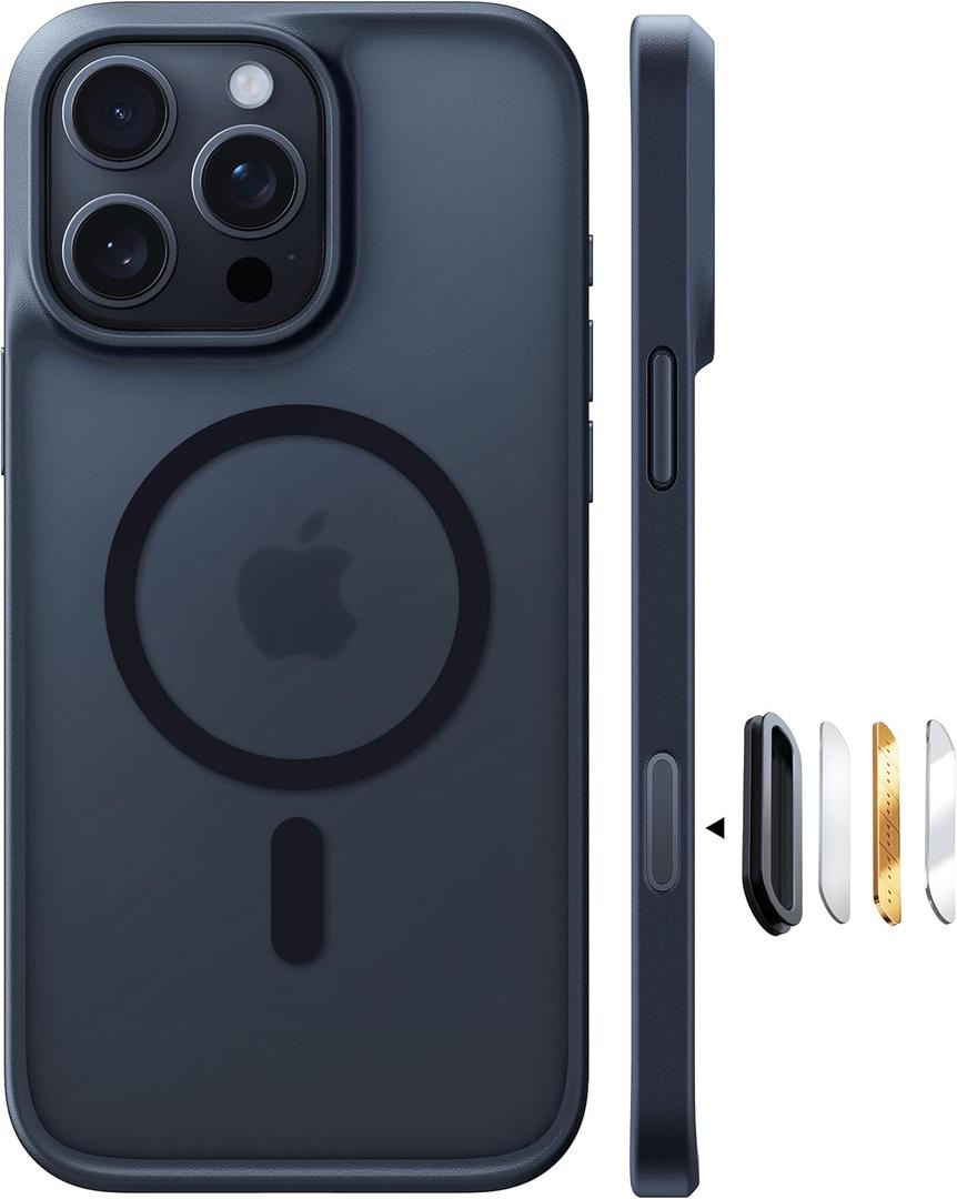 TORRAS Magnetic Shockproof for iPhone 15 Pro Max Case, [Fit for MagSafe] [Military-Grade Drop Tested] Translucent Slim Protective for iPhone 16 Pro Max Case Anti-Fingerprint Anti-Scratch, Black