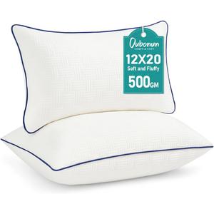 Oubonun 12x20 Pillow Inserts Set of 2 - Square Decorative Throw Pillows for Couch Bed Sofa Living Room Down Alternative Polyester Filling 12 x 20 Inch Insert(Beige)