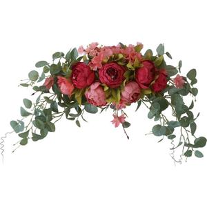 H&S BRIDAL Wedding Arch Flowers, 30 Inch Rustic Artificial Floral Swag for Door Lintel, Green Leaves Rose Peony Sunflowers Table Centerpieces Home Decoration