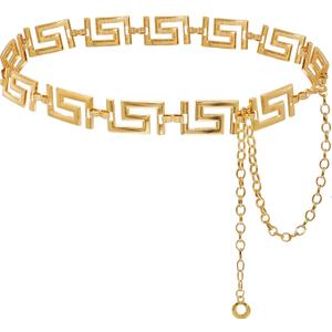 Waist Chain for Women Metal Belly Belt Adjustable Waist Belt for Dress Vest Jeans (M: 47.2 in/120 cm, Font Gold)
