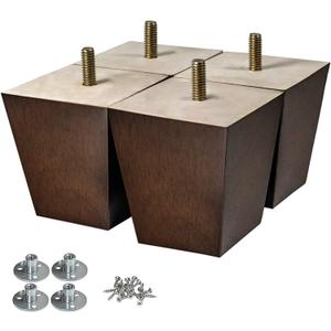 AORYVIC Wood Furniture Legs 3 inch Sofa Legs Pack of 4 Square Couch Legs Brown Mid-Century Modern Replacement Legs for Armchair Recliner Coffee Table Dresser