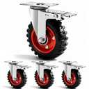 5 Inch Caster Wheels Heavy Duty with Dual-Lock Safety Brake and Rubber Tire Wheels, Heavy Duty - 400 Lbs Per Caster for Workbench, Trolley, Cabinet, Swivel Rubber Wheel 4-Packs with mounting Hardware